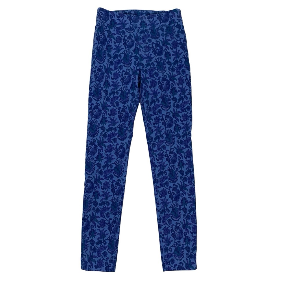Soft Surroundings Blue Floral Skinny Jeans XS Stretch Boho Paisley 2AC10